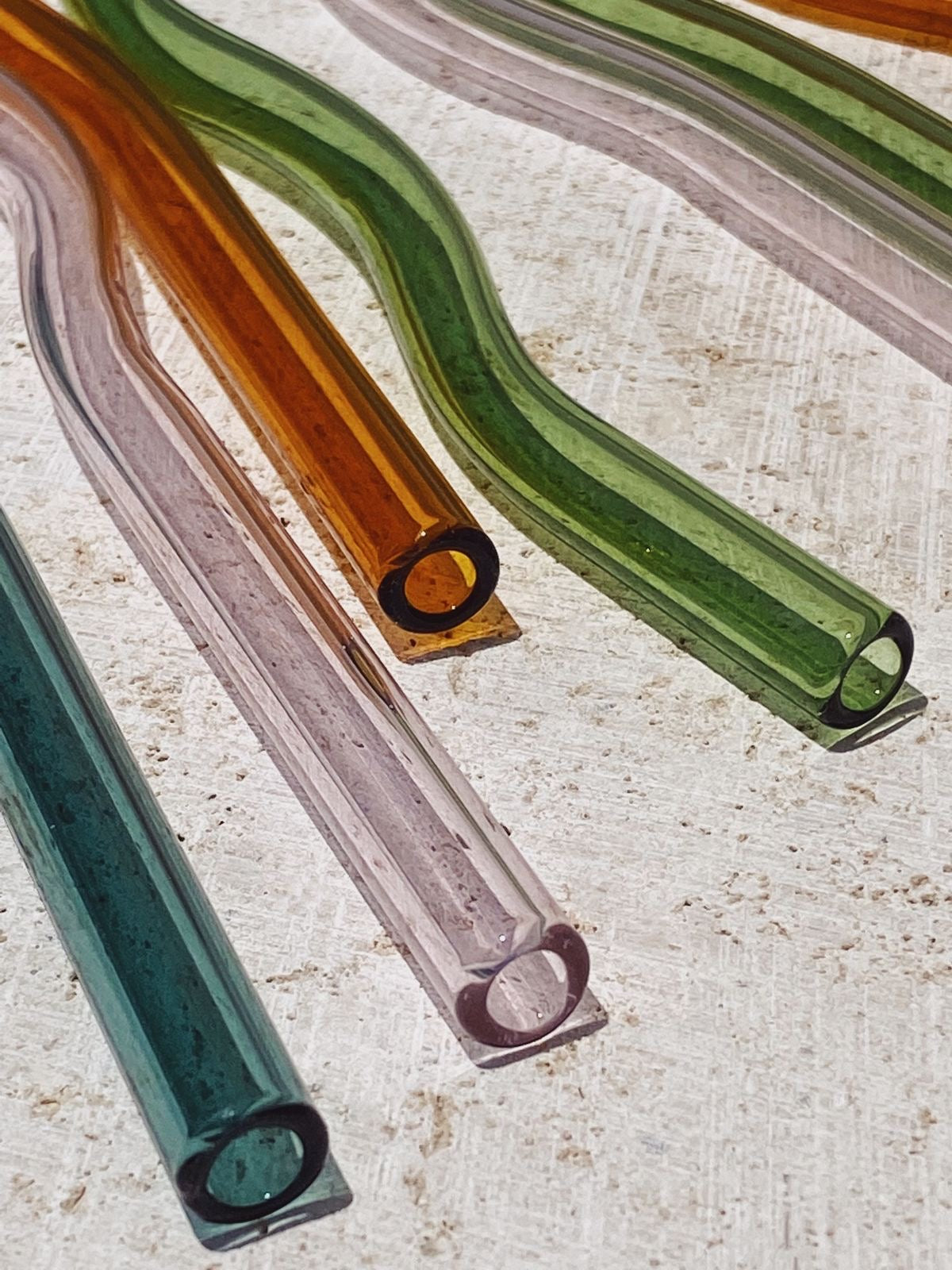 wavy reusable glass straw