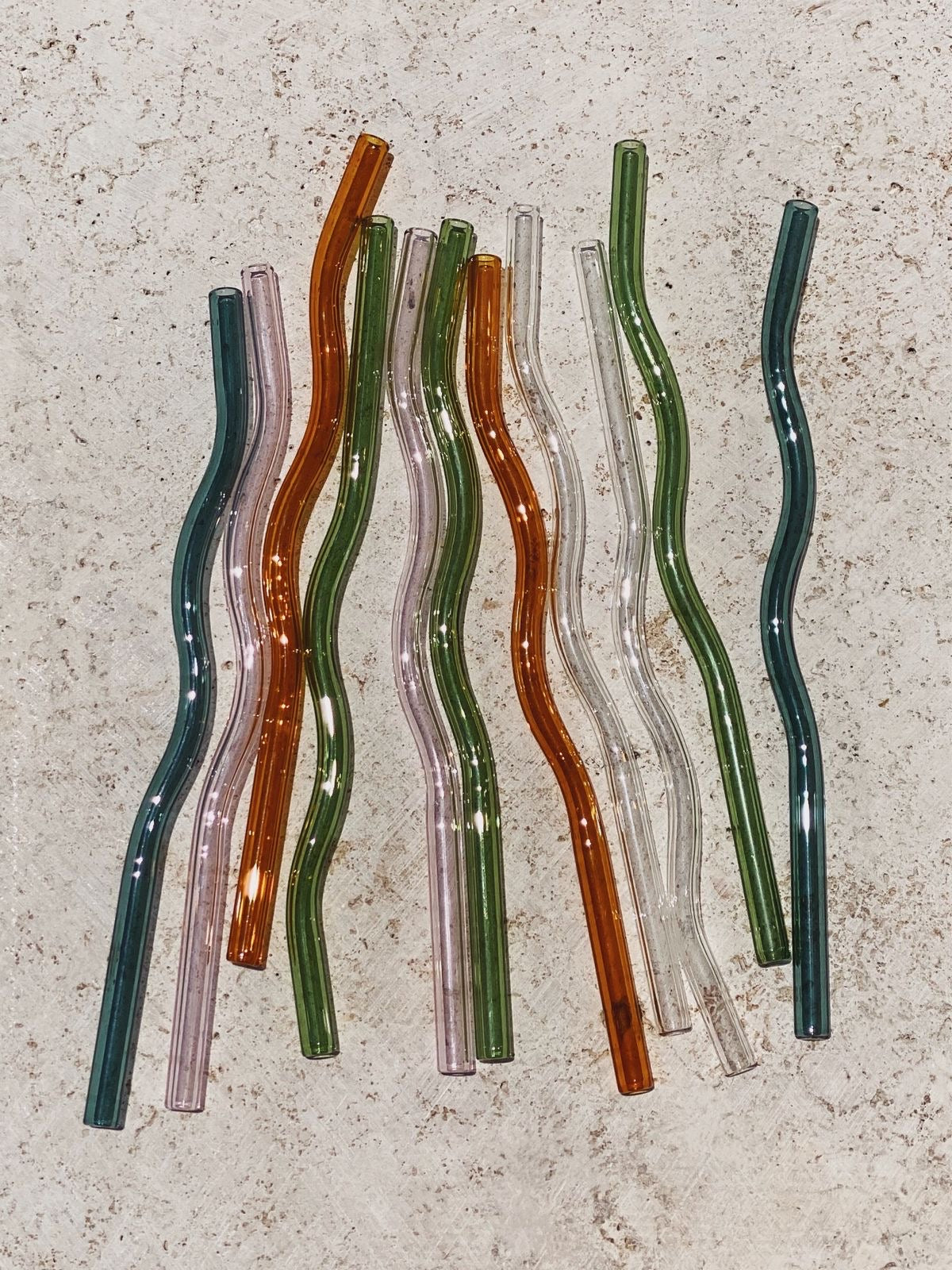 Wavy Reusable Glass Straws