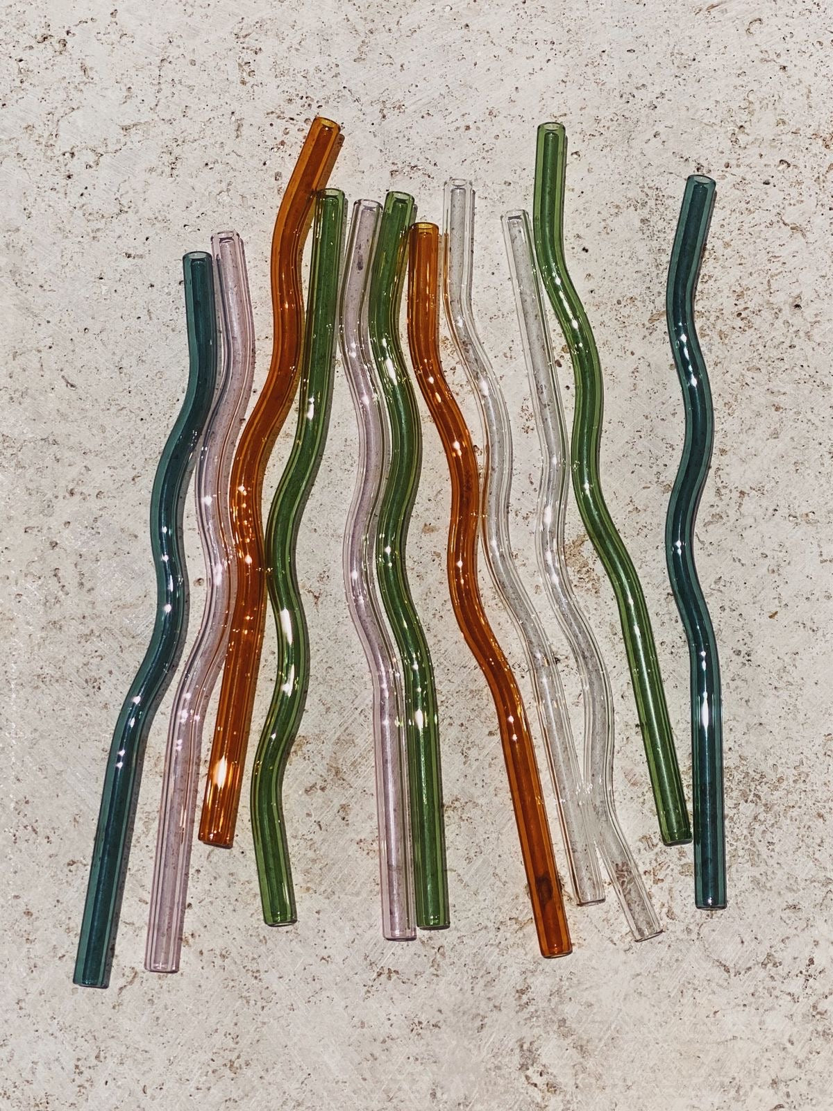 wavy reusable glass straw