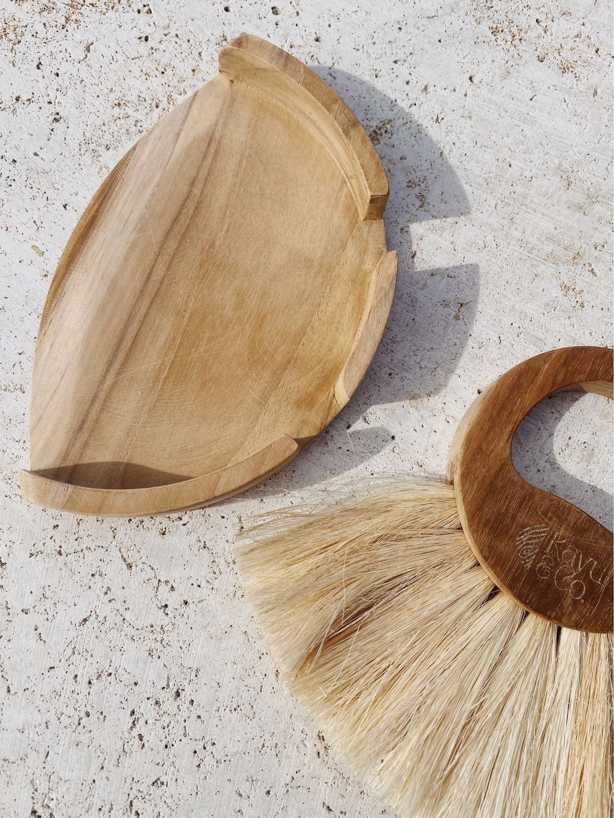 teak wooden dustpan and brush set
